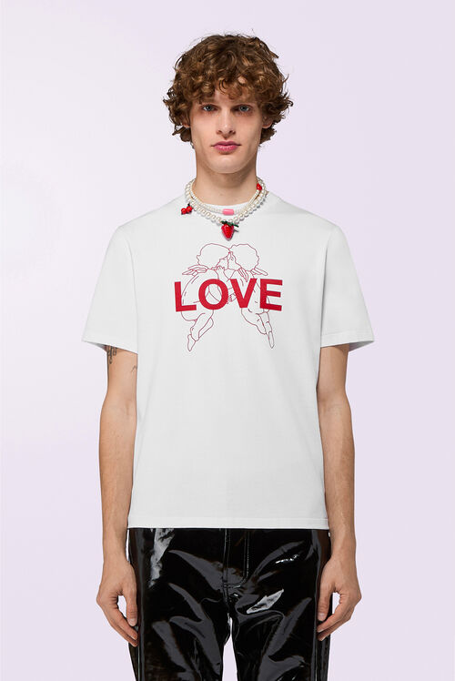 Kissing Angels Love Print Regular T-Shirt White